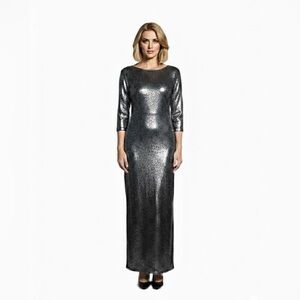 Elegant Silver and Black Leopard Print Dress